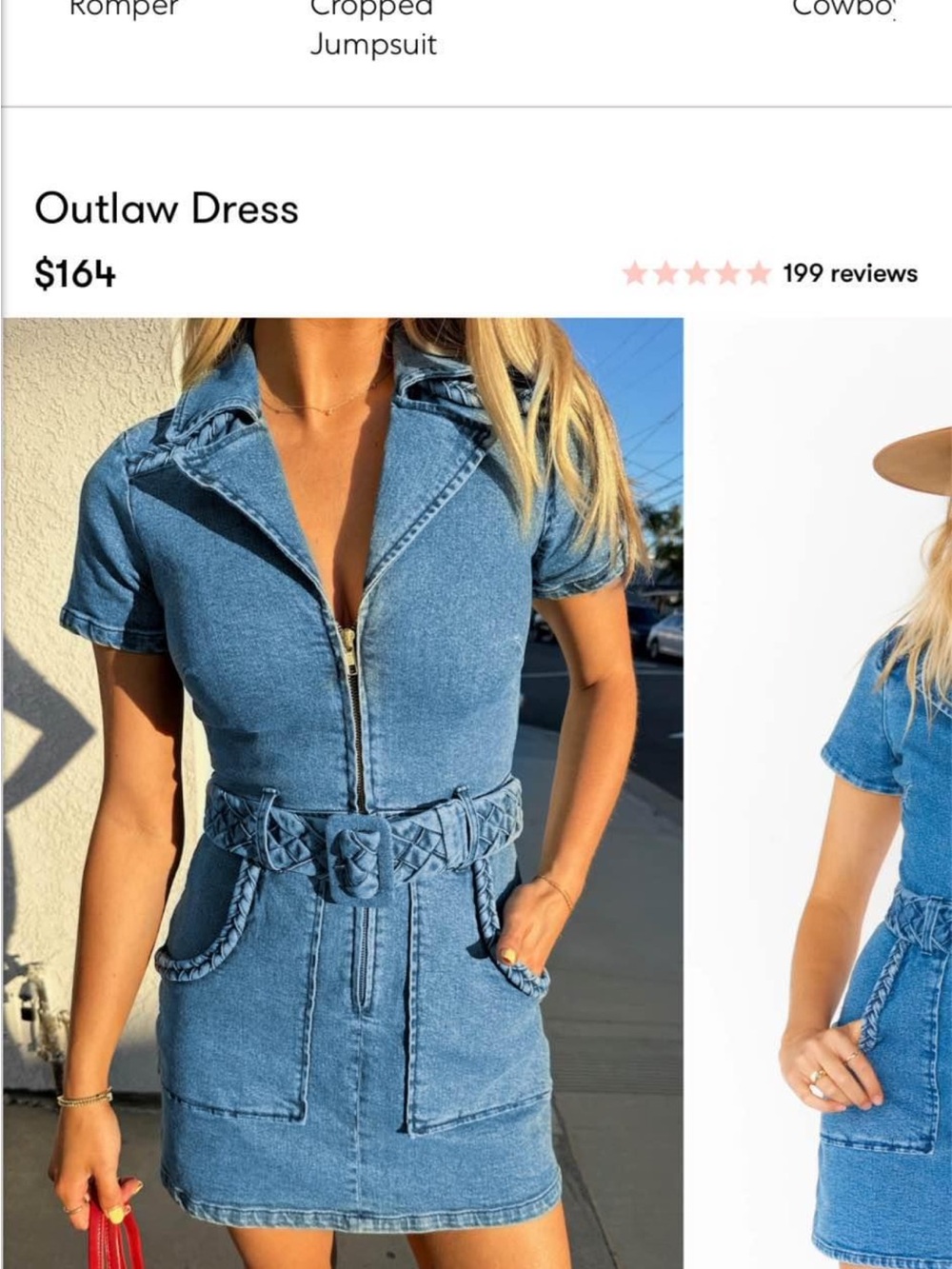 Show me your mumu-Outlaw Denim Mini Dress with Braided Belt - Blue